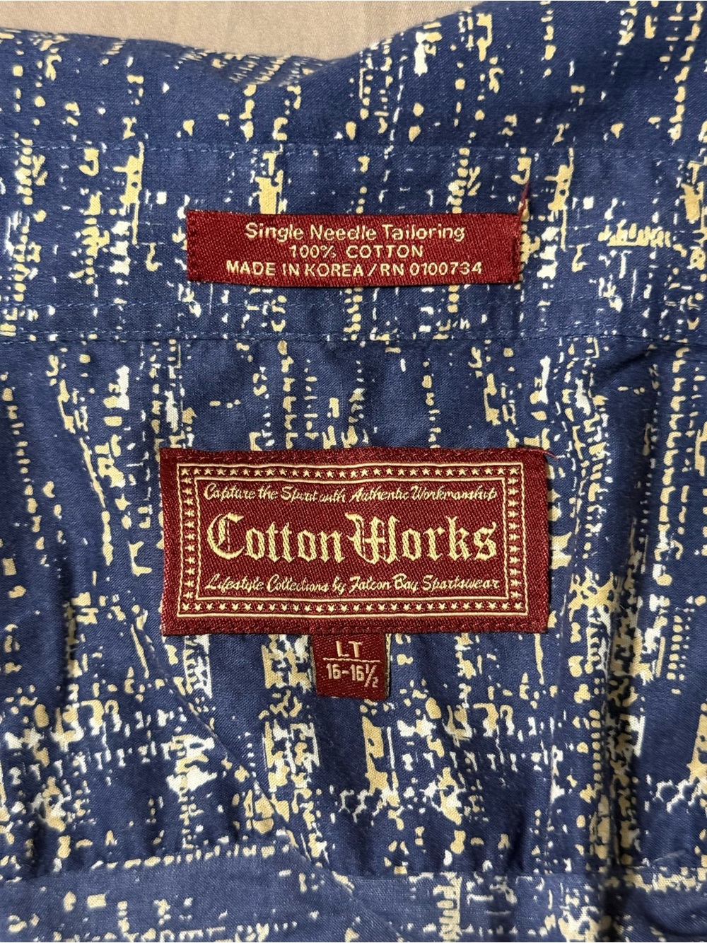 Men's Navy Printed Short-Sleeve Button-Down Shirt Large Tall 100% cotton - Picture 8 of 8